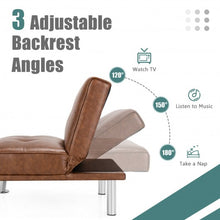 Load image into Gallery viewer, Single Sofa Lounge Chair with Metal Legs and Adjustable Backrest-Brown