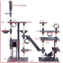 Load image into Gallery viewer, Large Condo Scratching Posts Cat Tree with Ladder Hammock