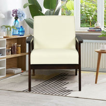Load image into Gallery viewer, Solid Rubber Wood Fabric Accent Armchair-Beige