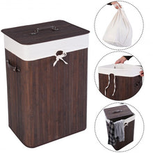 Load image into Gallery viewer, Rectangle Bamboo Hamper Laundry Basket Washing Cloth Bin Storage Bag Lid 3 color-Brown