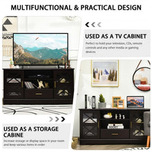 Load image into Gallery viewer, Glass Door TV Stand with Drawer Storage Shelves-Brown
