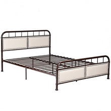 Load image into Gallery viewer, Queen size Metal Bed Frame Platform Bed Upholstered Panel-Chocolate