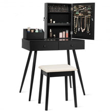 Load image into Gallery viewer, Vanity Dressing Table Set Lockable Jewelry Cabinet with Mirror-Black