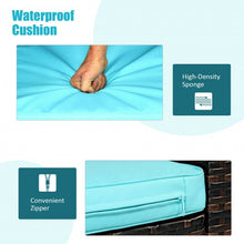 Load image into Gallery viewer, 3 Pieces PE Rattan Wicker Furniture Set with Cushion Sofa Coffee Table for Garden-Turquoise