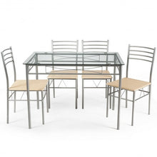 Load image into Gallery viewer, 5 pcs Dining Set Glass Table and 4 Chairs