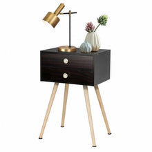 Load image into Gallery viewer, Mid Century Modern 2 Drawers Nightstand in Natural-Coffee