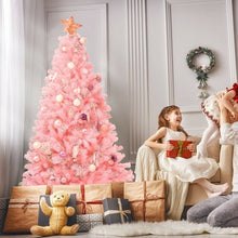 Load image into Gallery viewer, 6 ft Pink Artificial Hinged Spruce Full Christmas Tree with Foldable Metal Stand