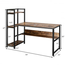 Load image into Gallery viewer, 59" Computer Desk Home Office Workstation 4-Tier Storage Shelves-Oak