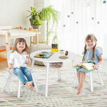Load image into Gallery viewer, Wood Activity Kids Table and Chair Set with Center Mesh Storage for Snack Time and Homework-White