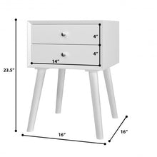 Load image into Gallery viewer, Wooden Nightstand Mid-Century End Side Table with 2 Storage Drawers-White
