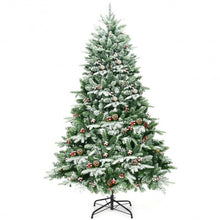 Load image into Gallery viewer, 6.5Ft Pre-lit Snow Flocked Hinged Artificial Christmas Tree
