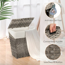 Load image into Gallery viewer, Foldable Handwoven Laundry Hamper with Removable Liner-Gray