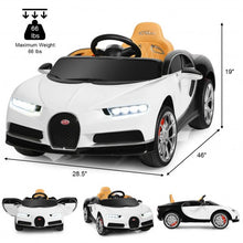 Load image into Gallery viewer, 12V Licensed Bugatti Chiron Kids Ride on Car with Storage Box and MP3-White