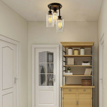 Load image into Gallery viewer, 3-Light Semi Flush Mount Ceiling with Black Finish