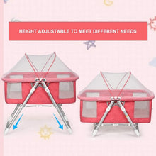 Load image into Gallery viewer, 2 in 1 Foldable Crib with Detachable & Thicken Mattress-Pink