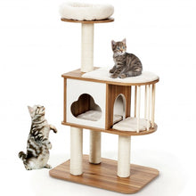 Load image into Gallery viewer, 46" Wooden Cat Activity Tree with Platform and Cushions