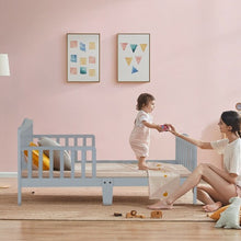 Load image into Gallery viewer, Classic Kids Wood Bed with Guardrails-Gray