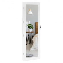Load image into Gallery viewer, Wall Mounted Lockable Mirror Jewelry Cabinet with LED Light