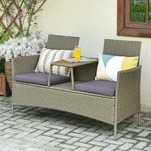 Load image into Gallery viewer, 2-Person Patio Rattan Conversation Furniture Set with Coffee Table