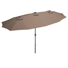 Load image into Gallery viewer, 15 Ft Patio LED Crank Solar Powered 36 Lights Umbrella-Tan