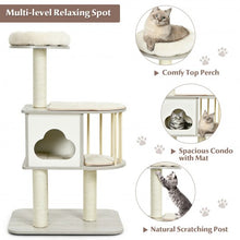 Load image into Gallery viewer, 46 Inch Wooden Cat Activity Tree with Platform and Cushionsfor for Cats and Kittens