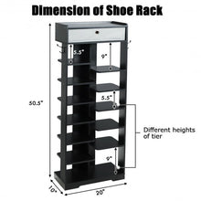 Load image into Gallery viewer, Wooden Free Standing Shoe Storage Shelf with Fabric Drawer-Black