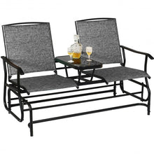 Load image into Gallery viewer, 2-Person Outdoor Patio Double Rocking Loveseat -Gray