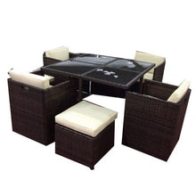 Load image into Gallery viewer, 9 pcs Cushioned Rattan Sofa Table