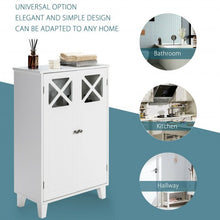 Load image into Gallery viewer, Wooden Freestanding Storage Cabinet with Visible Windows and 1 Adjustable Shelf