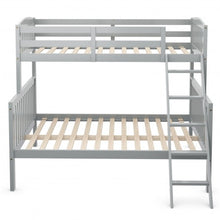 Load image into Gallery viewer, Twin over Full Bunk Bed Rubber Wood Convertible with Ladder Guardrail-Gray