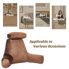Load image into Gallery viewer, Reading Pillow TV Bed Rest Memory Foam with Arms Rests Neck Roll Back Support-Brown