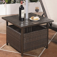 Load image into Gallery viewer, Outdoor Patio Rattan Wicker Steel Side Deck Table