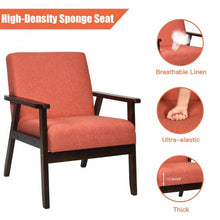 Load image into Gallery viewer, Solid Rubber Wood Fabric Accent Armchair-Orange
