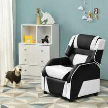 Load image into Gallery viewer, Kids Youth PU Leather Gaming Sofa Recliner with Headrest and Footrest-White