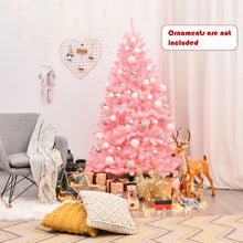 Load image into Gallery viewer, 6 ft Pink Artificial Hinged Spruce Full Christmas Tree with Foldable Metal Stand
