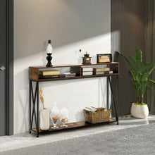 Load image into Gallery viewer, Console Table with Open Shelf and Storage Compartments Steel Frame-Brown
