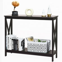 Load image into Gallery viewer, 2-Tier Console X-Design Sofa Side Accent Table-Espresso