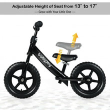 Load image into Gallery viewer, 12" Kids Balance No-Pedal Ride Pre Learn Bike with Adjustable Seat-Black