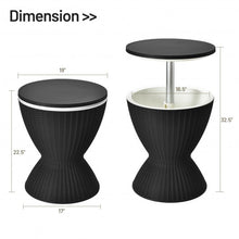 Load image into Gallery viewer, 3 in 1 8 Gallon Patio Rattan Cooler Bar Table with Adjust Ice Bucket-Black