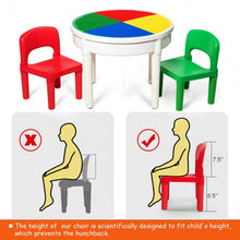 Load image into Gallery viewer, 3-in-1 Kids Activity Table and 2 Chairs Set Includes 300 Bricks