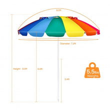 Load image into Gallery viewer, 8FT Portable Beach Umbrella with Sand Anchor and Tilt Mechanism for Garden and Patio-Multicolor