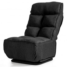 Load image into Gallery viewer, Swivel Folding Floor Gaming Chair with 6 Adjustable Positions and Metal Base-Black