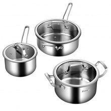 Load image into Gallery viewer, 6 Piece Stainless Steel Cookware Set Nonstick Pot