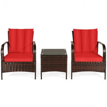 Load image into Gallery viewer, 3 PCS Patio Rattan Furniture Set-Red