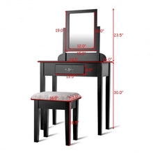 Load image into Gallery viewer, Vanity Dressing Table Stool Set with Large Makeup Mirror