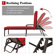 Load image into Gallery viewer, 2 pcs Patio Rattan Adjustable Back Lounge Chair-Red