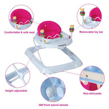 Load image into Gallery viewer, Adjustable Height Removable Folding Portable Baby Walker-Pink