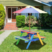 Load image into Gallery viewer, 4 Seat Kids Picnic Table with Umbrella