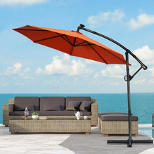 Load image into Gallery viewer, 10FT 360 Rotation Solar Powered LED Patio Offset Umbrella-Orange