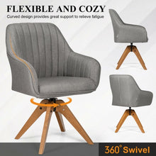 Load image into Gallery viewer, Fabric Swivel Accent Chair with Beech Wood Legs
